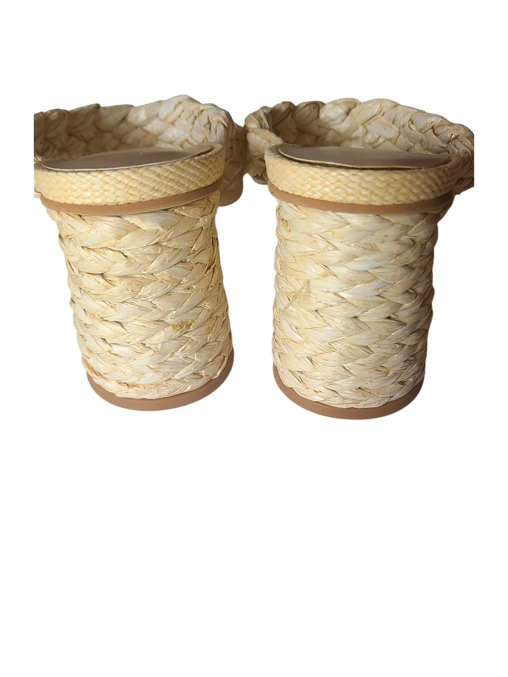 Dolce Vita Paily Braided Raffia Block Heel Sandals Square Toe Size 8.5 Natural